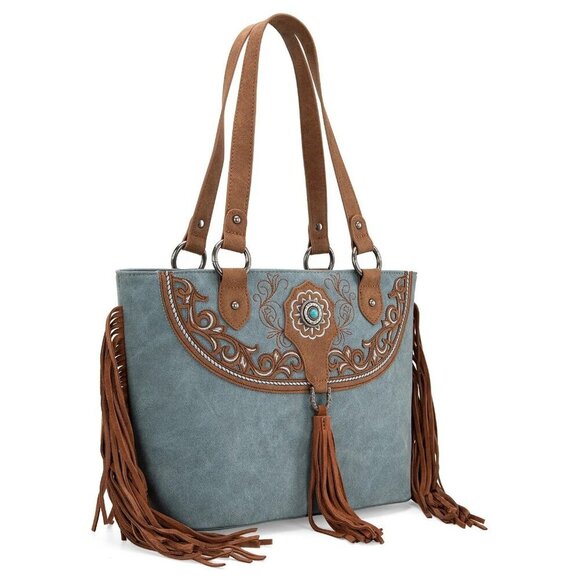 Montana West Embroidered Concealed Carry Tote with Wallet Set - Picture 2 of 13